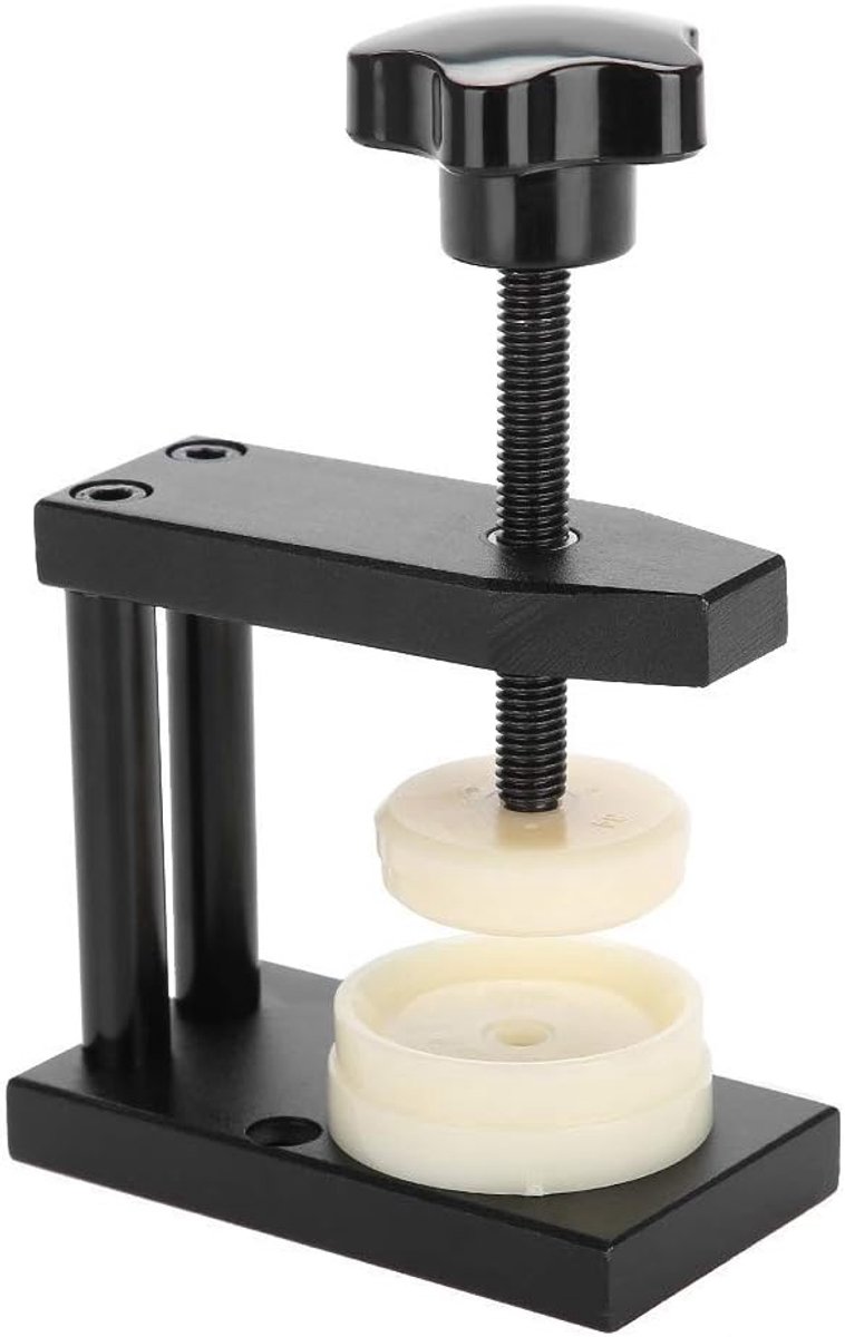 SnelShoppen - Professionele Glas Horloge Pers - Nylon Horloge Pers voor Reparatiewinkel - Met 12 Nylon Doppen - Stevig en Duurzaam Metaal - Geschikt v