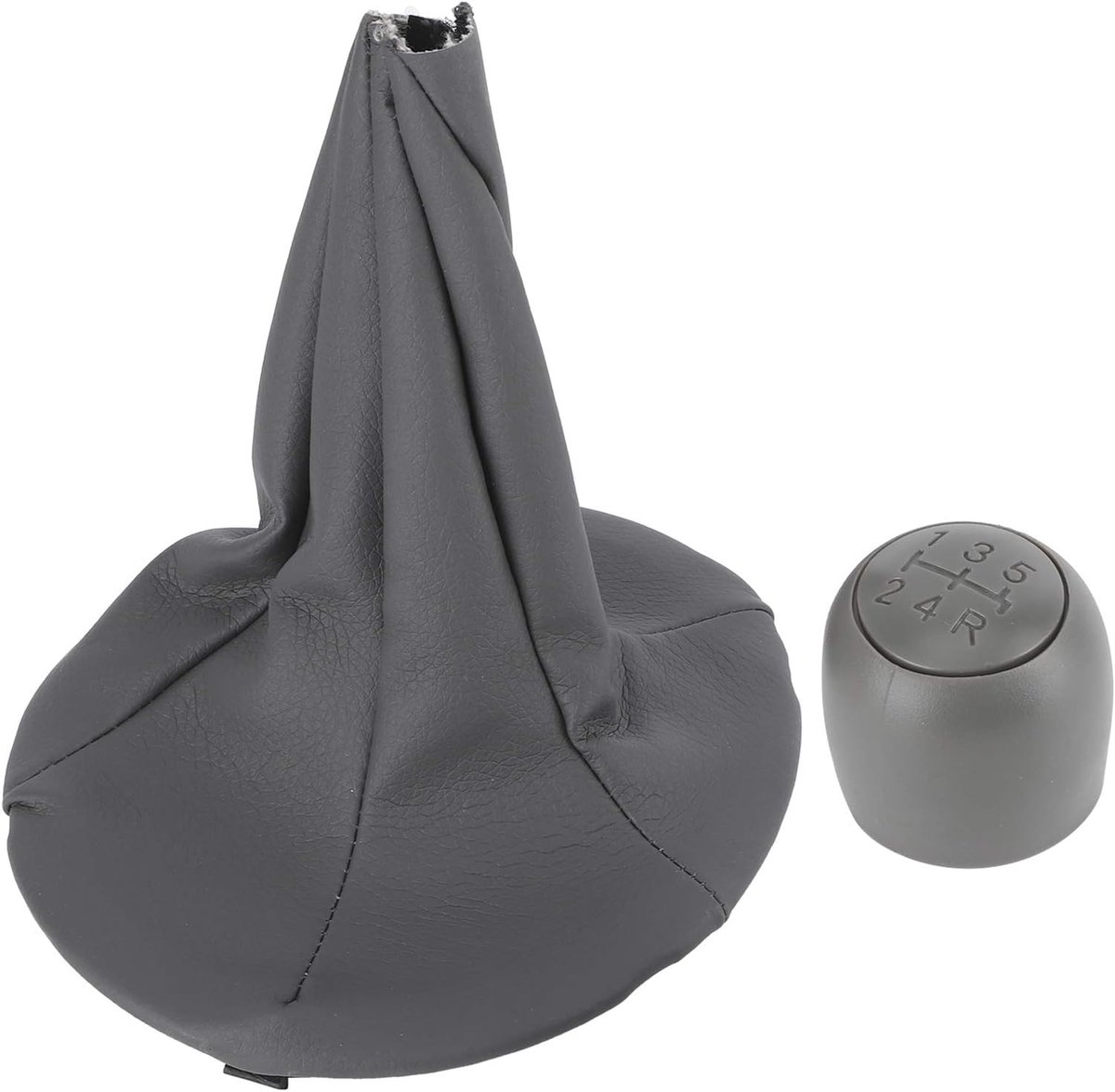 SnelShoppen - 5-Gang Schaltknauf Versnellingspook Hoes voor Panda 2003-2012 500 500C - Leer, Zwart, Perfecte Pasvorm, Auto Accessoire