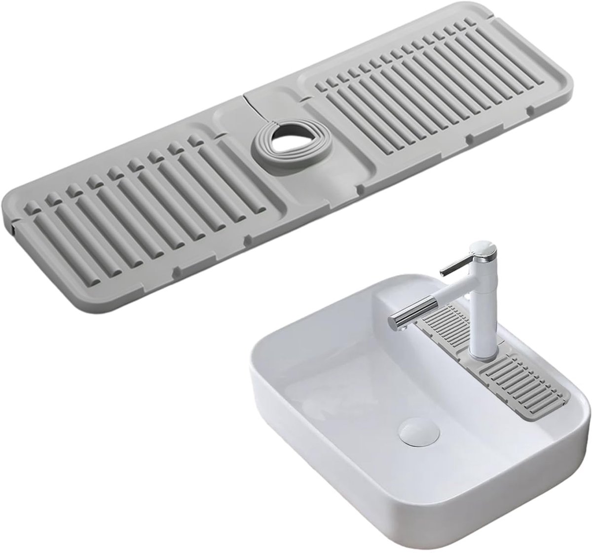 SnelShoppen - Keuken Spray Pad - Silicone Afvoermat - Absorberende Tap Splash Guard - 44,5 x 14,5 cm - Herbruikbaar en Veilig - Geschikt voor Keuken e
