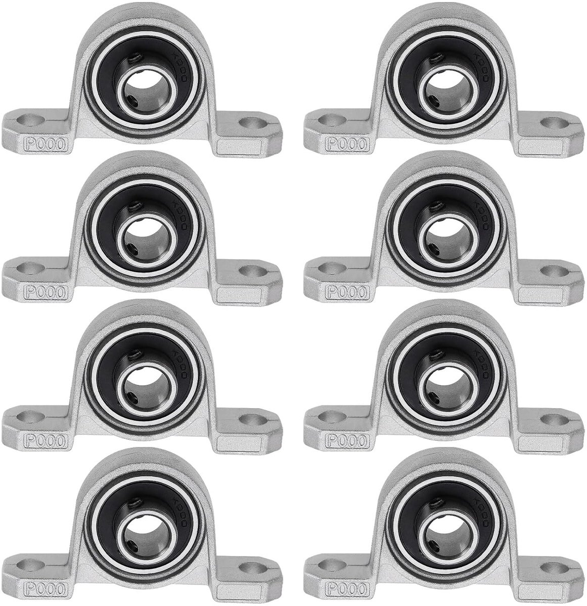 SnelShoppen - 8 Stuks KP000 Kussenlager Verticale Kussenlager Zinklegering Flenslagers 10mm Binnendiameter Zelfuitlijnende Lagertjes voor 3D Printers