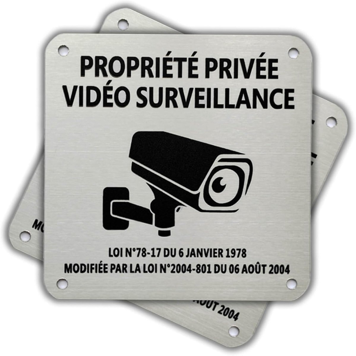 SnelShoppen - Private Property Sign, Video Surveillance, 10 x 10 cm, Beveiligingsbord, Geanodiseerd Aluminium, Zelfklevend, UV Bestendig, Waterdicht,