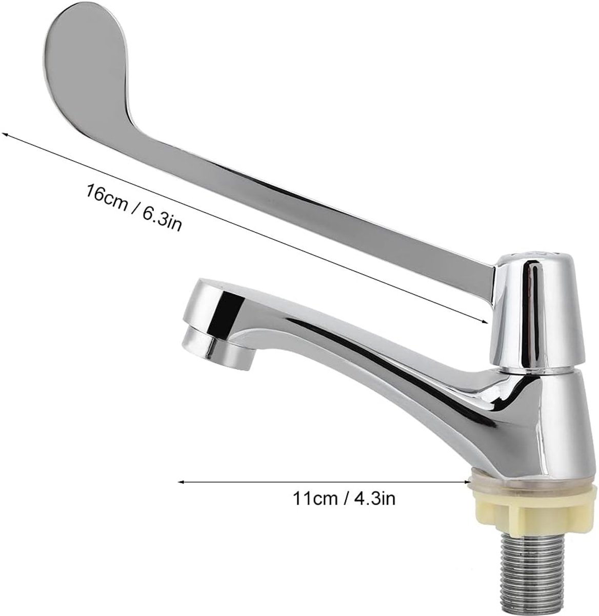 SnelShoppen - G1/2" Lange Handgreep Verticale Waterkraan, Enkel Koelwater Kraan voor Laboratorium, Corrosiebestendig, 0-90℃, Universele Aansluiting