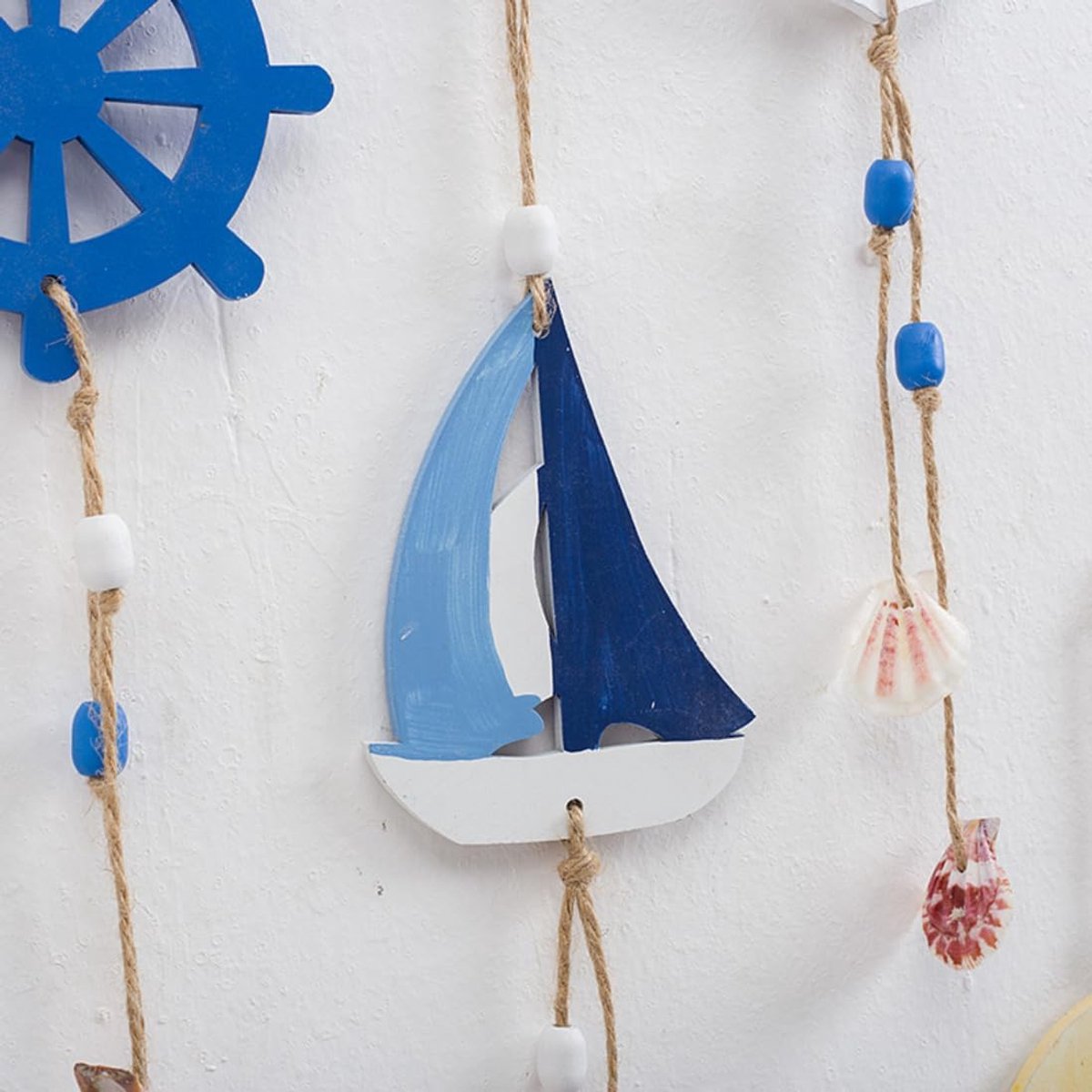 SnelShoppen - Nautische Hanger van Hout - Maritieme Decoratie - Lichtbaken, Zeilboot, Scheepvaart Hanger - Wanddecoratie voor Strand en Tuin - 1 Stuk