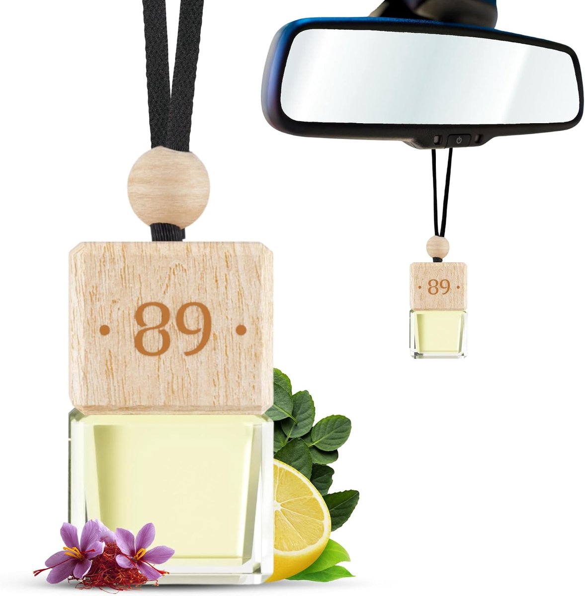 SnelShoppen - Luchtverfrisser Auto Hangend - Geurhanger Citroen, Saffraan & Patchouli - Langdurige Auto Parfum Diffuser - Tot 90 Dagen Frisse Geur voo