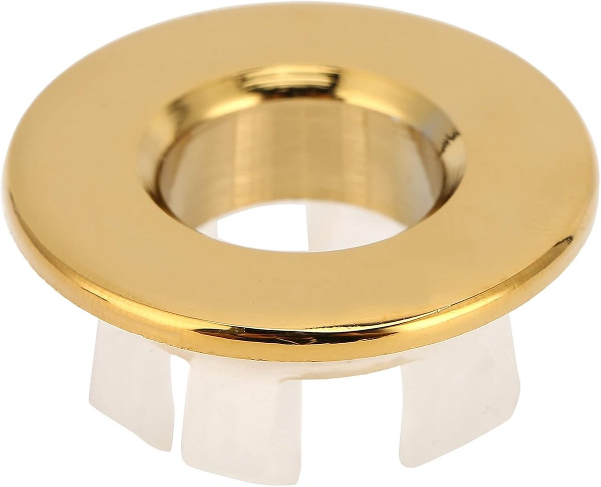SnelShoppen - Badoverloop Dekring, Sanitair Badkamer Keramische Wastafel Trim Ring met Messing Inzetstuk, Ronde Koperen Caps Toebehoren (Goud)