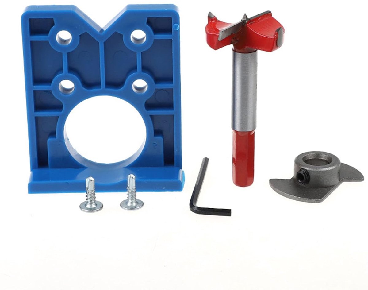 SnelShoppen - 35mm Scharnier Jig Kit Boorbit Voorhoutboormachine Gids Locater Houtbewerking Dull Hole Sjabloon en Bit Voor Keuken Kastdeur