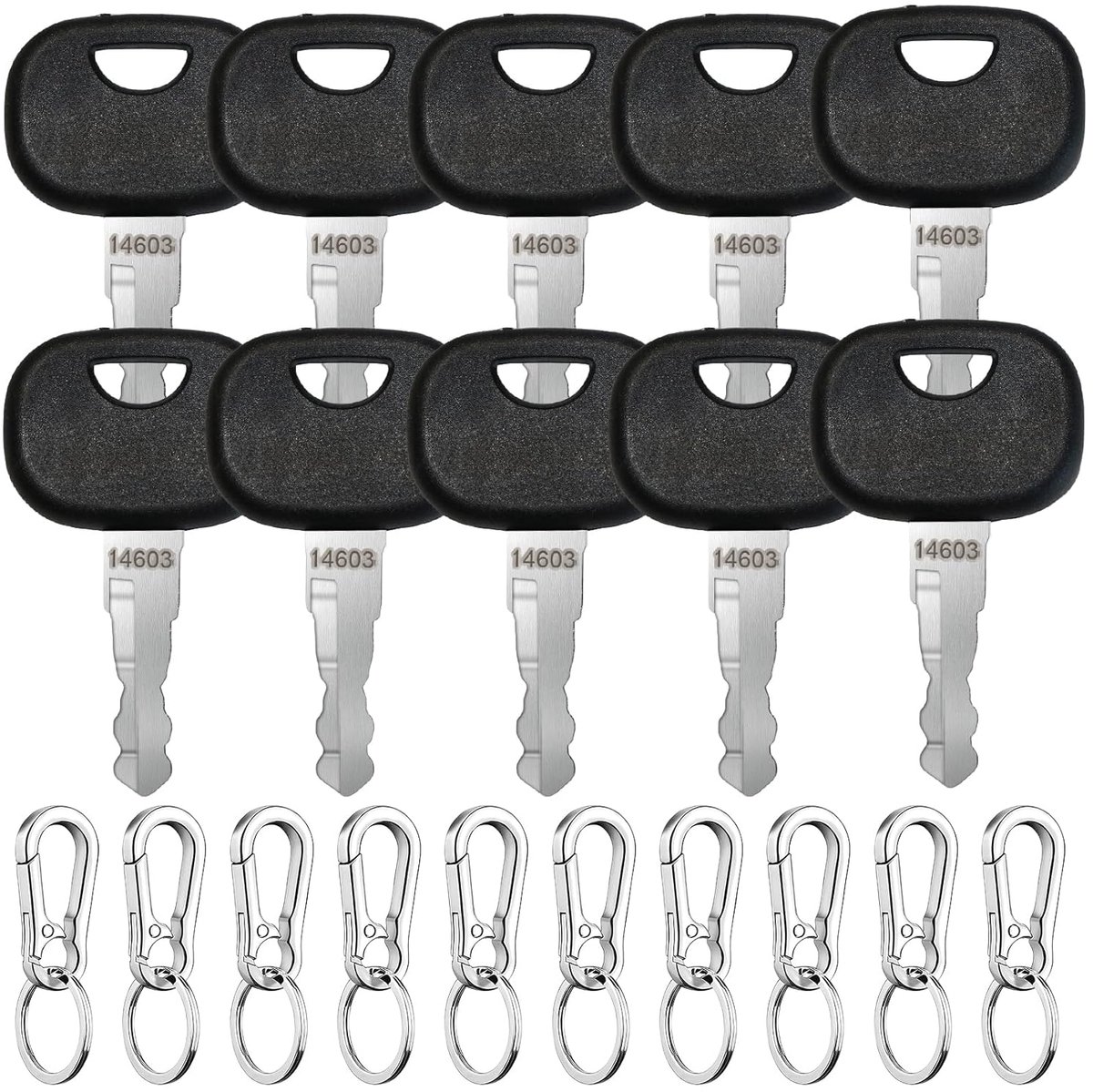 SnelShoppen - 10 Stuks 14603 Sleutels voor Bouwmachines - Universele Vervangingssleutels met Sleutelhangers voor Tractoren, Mini Graafmachines, Heftru