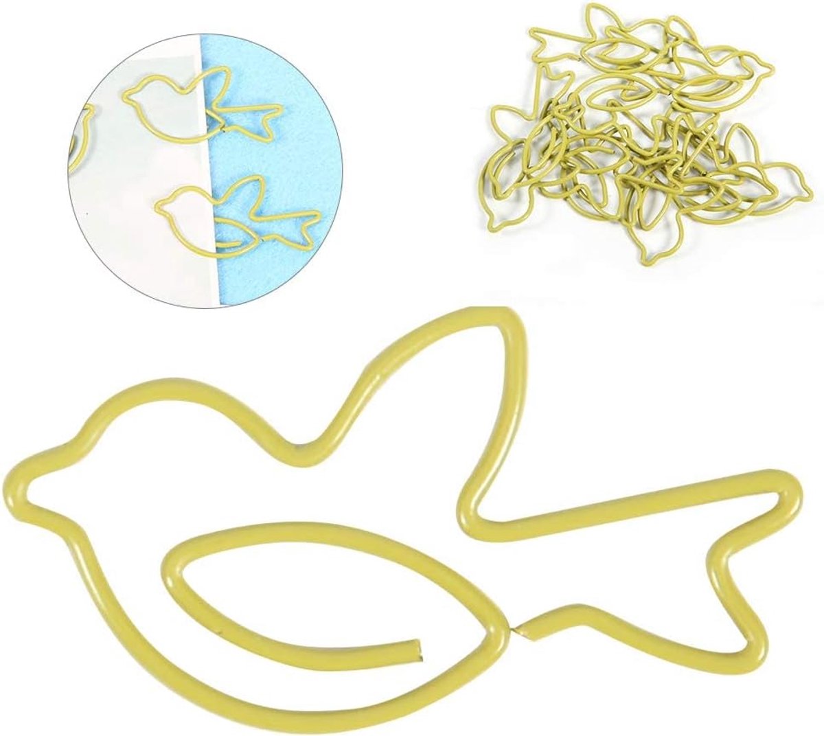 SnelShoppen - 24 Stuks Duif Vormige Paperclips, Leuke Dierlijke Paperclips voor Kantoor en School, Multifunctionele Clips in Diversen Kleuren, Ideaal