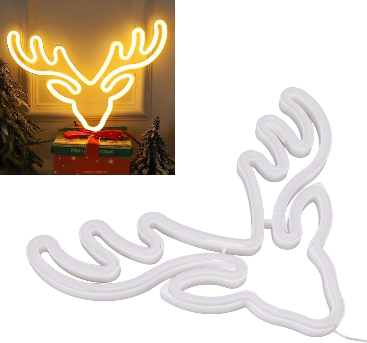 SnelShoppen - Elk Neon Light Sign, Flexibele LED Neon Verlichting, USB en Batterij Voeding, Hoog Doorlatend, Herten Neonlicht voor Man Cave, Slaapkame