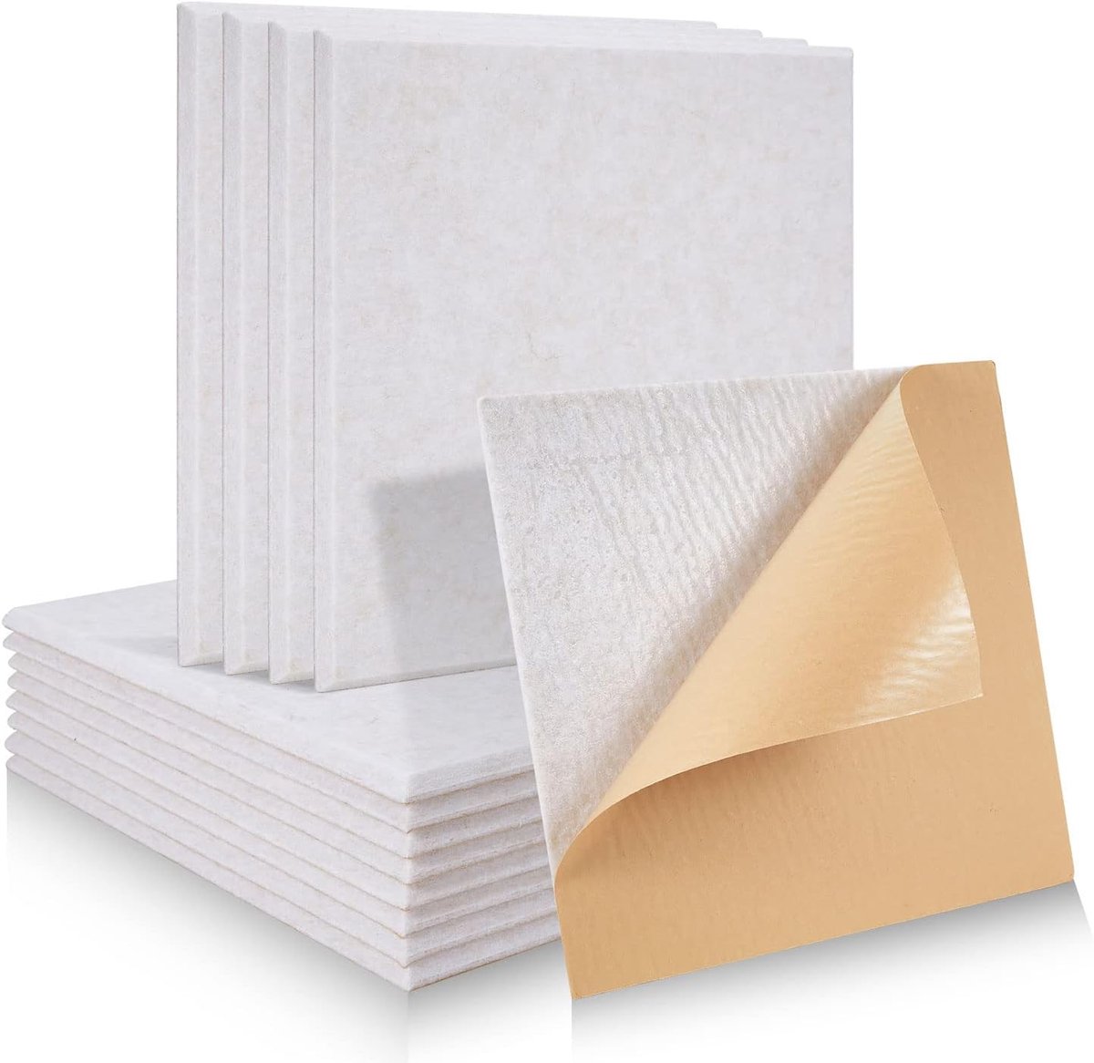 SnelShoppen - 12 Stuks Vierkante Geluidsabsorberende Platen Zelfklevend Geluiddemping Hoge Dichtheid Voor Muur Plafonds Houten Deuren Akoestische Pane