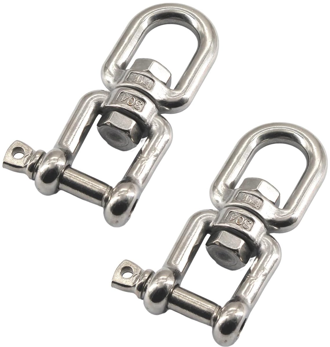 SnelShoppen - 2 Stuks 304 RVS M8 Ooghaak Swivel Ring Beugel 360° Draai Ring Connector Voor Tuin, Camping, Klussen
