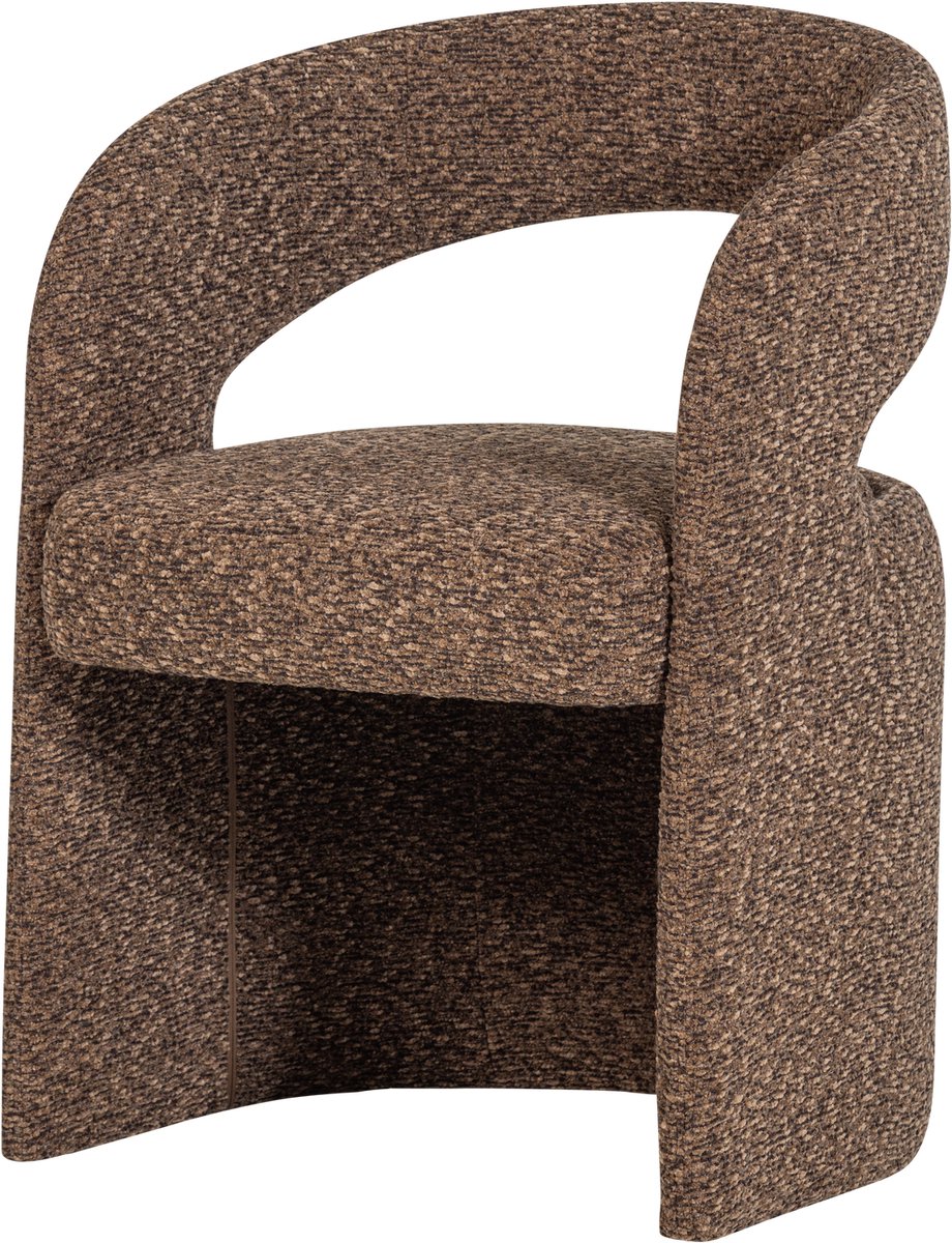 WOOOD Lanor Eetkamerstoel Grove - Bouclé - Bruin - 76x58x57