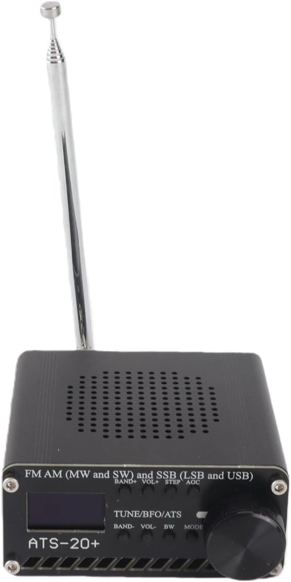 SnelShoppen - ATS 20+ Radio Ontvanger, Draagbaar Wereldband FM Receiver, Meerdere Kanalen, Hoge Gevoeligheid, Aluminium, Type C, Ideaal voor Buiten, C
