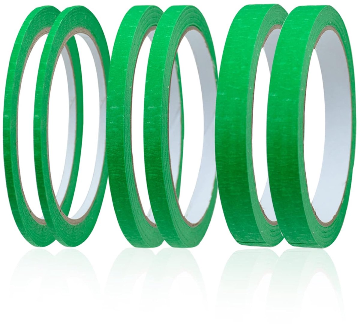 SnelShoppen - 6 Rollen Groene Maskingtape, Fijne Lijntape voor Schilders, Maskingtape 3mm/7mm/12mm, 22 Yards Schrijfbare Maskingtape voor Schilderen e