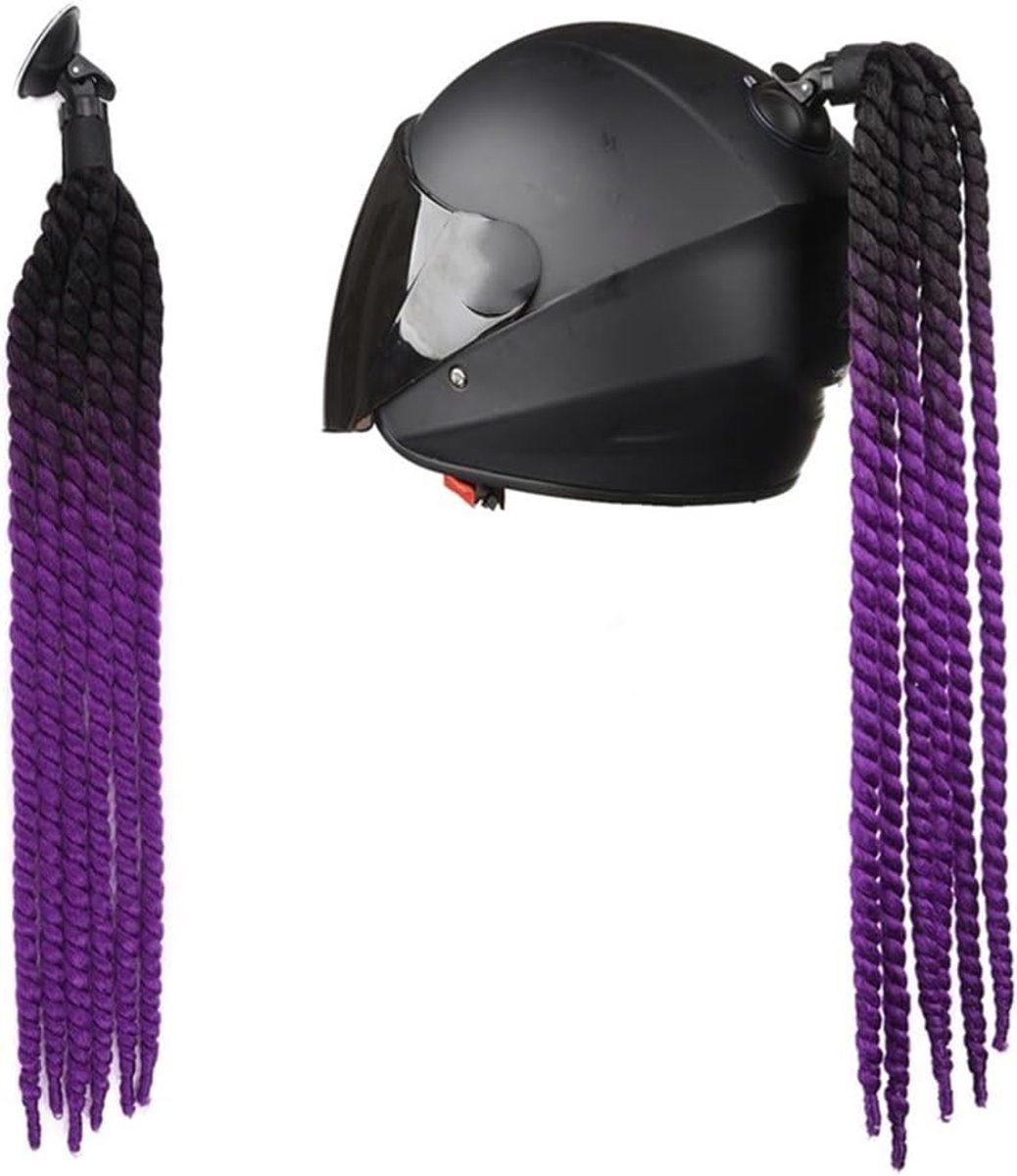 SnelShoppen - Motorhelm Haarvlecht - Gevlochten Paardenstaart voor Fietshelm - Haaraccessoires met Zuignap - Ideaal voor Motor, Scooter en Fiets