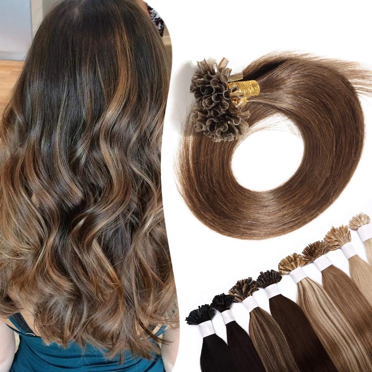 SnelShoppen - Keratine Haar Extensions 40 cm, 100 Strengen, #4 Middelbruin, Natuurlijk Effect, Geschikt voor Alle Haartypes