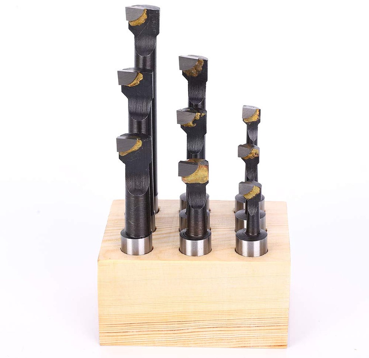 SnelShoppen - 9-delige Boorstaafset, 12mm F1 Type Staal CNC Draaibank Gereedschap Houder Frees Cutter Set Boorgaten met Basis Industriële Ronde Schach