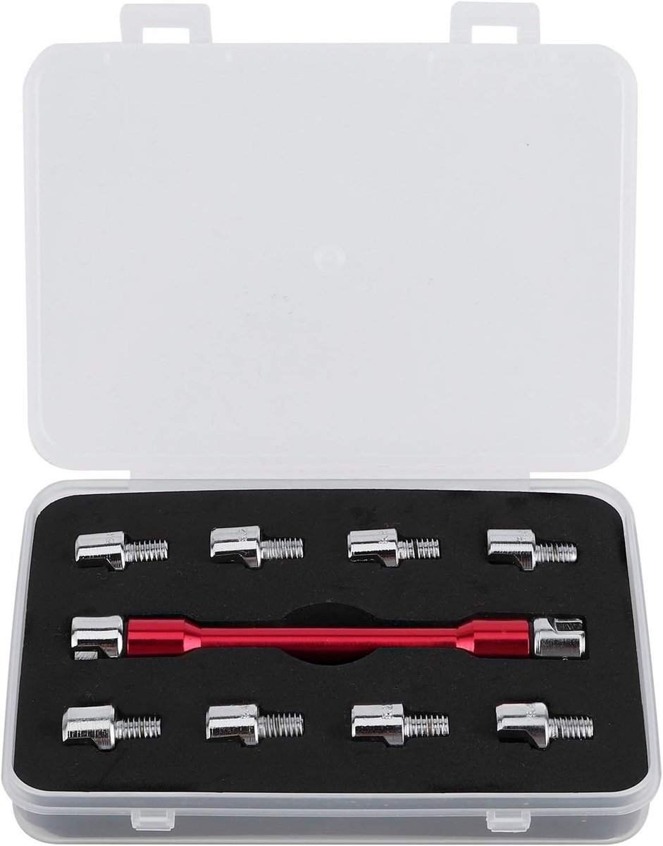 SnelShoppen - Motorfiets Spaak Sleutel Set, 93mm CNC Handvat met 5.0-6.8 Verwisselbare Tips voor de Meest Populaire Motoren (Rood) - Voor Precisie en