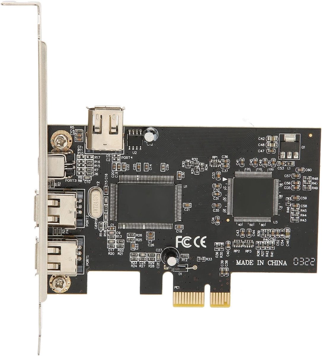 SnelShoppen - PCIe FireWire Kaart, PCI Ex1 naar Externe IEEE 1394 Adapter Controller met 4 Poorten (2 x 6 Pin + 1 x 4 Pin), Laagprofiel Beugel voor Wi