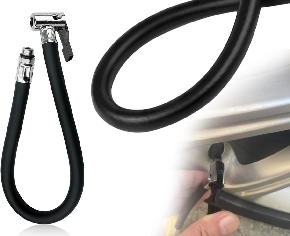 SnelShoppen - KAPSING Banden Vulslang, Luchtslang voor Auto Pomp, Ventiel Verlenging, Adapter voor Banden Vullen, Lengte 36,5 cm, Breedte 12,5 mm, Hoo