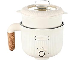 Elektrische kookpan - Mini multikoker - Snelle maaltijden - Antiaanbaklaag - 2 Liter - Beige