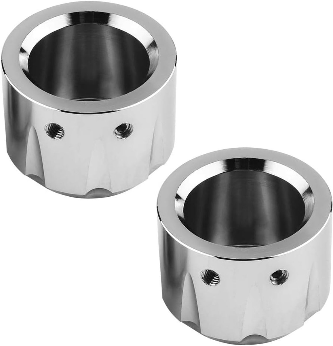 SnelShoppen - Motorfiets Chroom Vooras Dekkap, 2 Stuks CNC Aluminium Motor Vooras Skull Moer Bout Dekkap (verchroomd) - Geschikt voor Softails, Electr