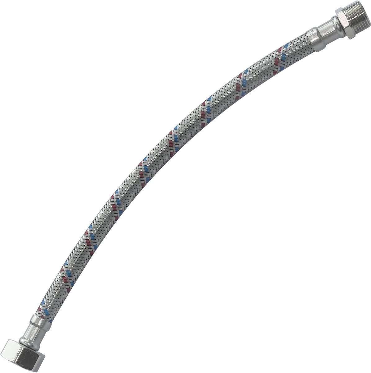 SnelShoppen - Flexibele Aansluitslang 300mm - 1/2 inch Vrouwelijk - 3/8 inch Mannelijk - Sanitair Mengkraan Keuken Badkamer Installatie - Rubber met R