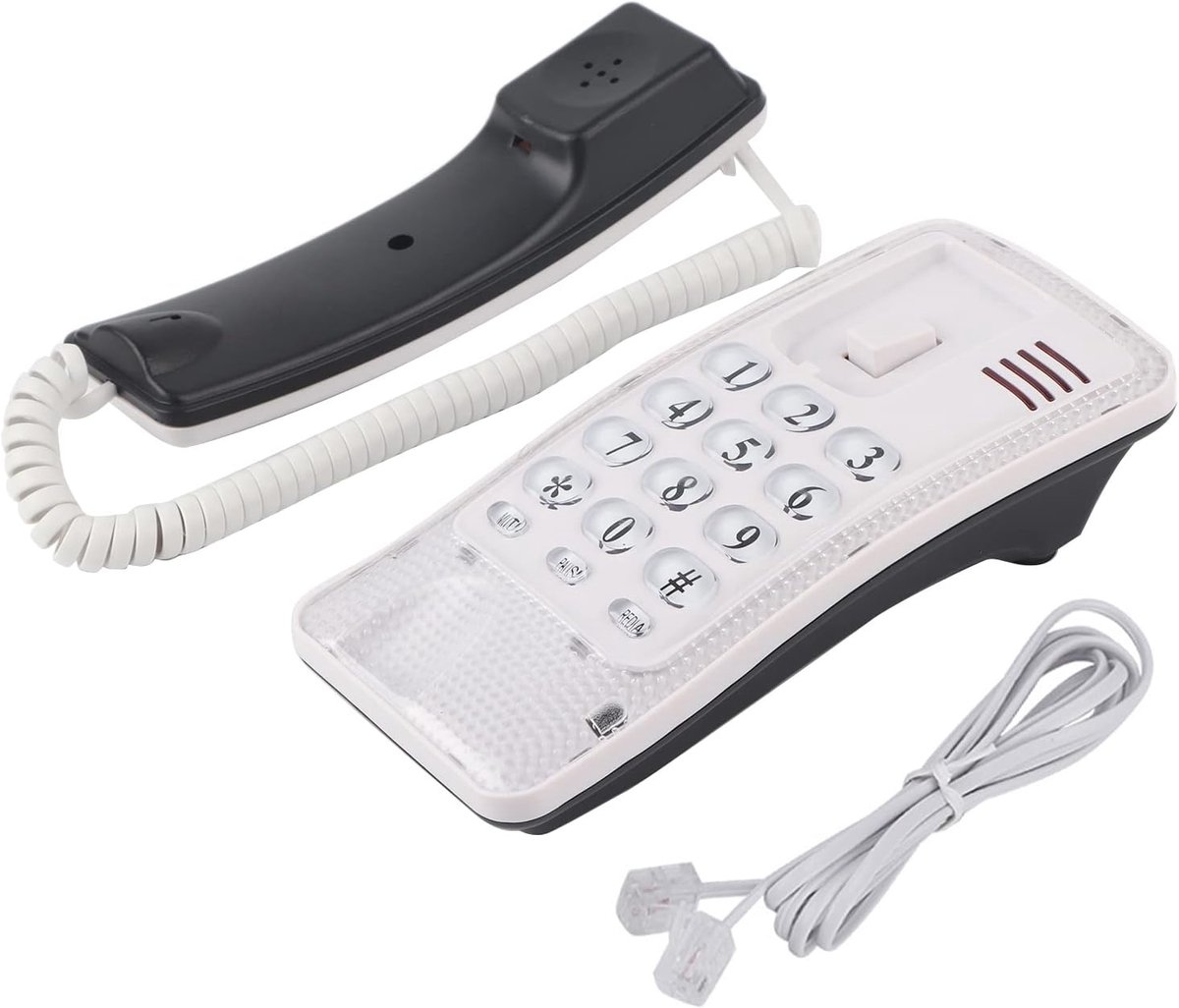 SnelShoppen - Telefoon met Snoer, Vaste Thuistelefoon, Wandtelefoon voor Hotel en Thuis, Geen Belcaller ID, Wit, Desk- en Wandmontage
