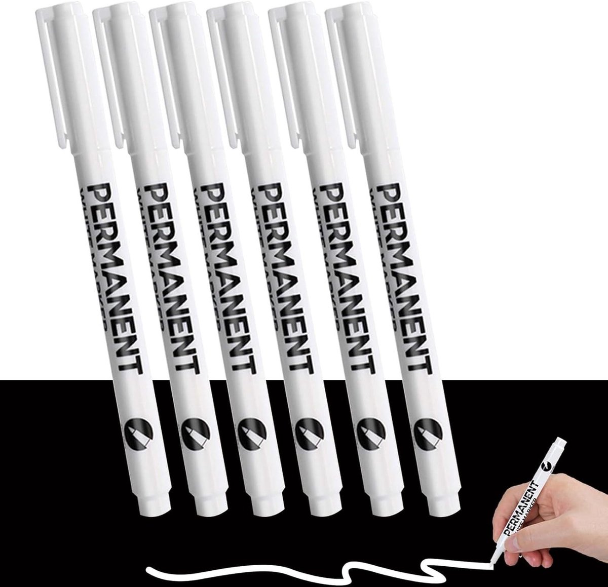 Permanente Witte Marker - Wit - 1,0 mm Lijnbreedte - Voor Diverse Oppervlakken - Set van 6