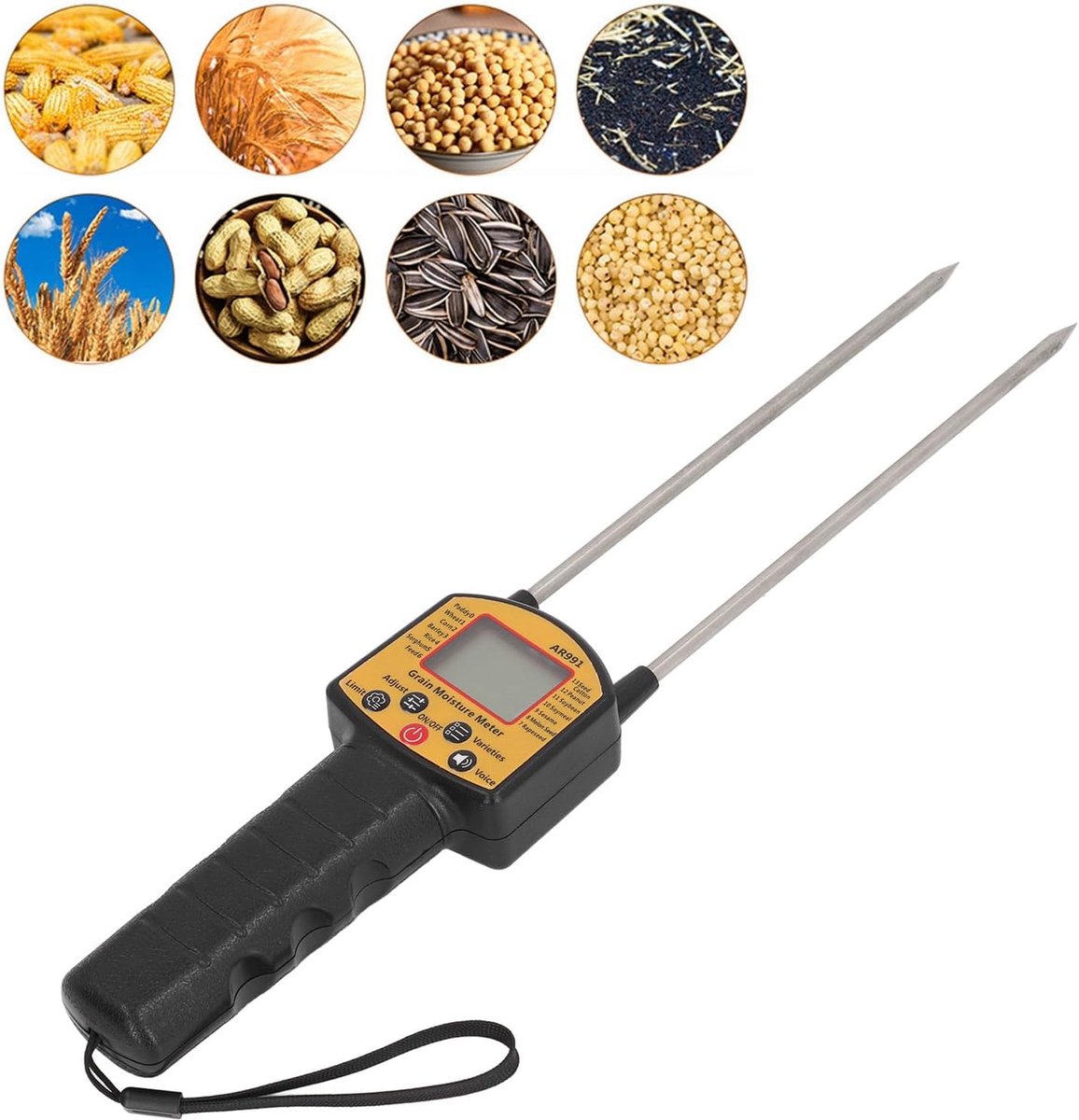 SnelShoppen - Digitale Graan Vochtmeter Tester, Multifunctionele Vochtmeter voor Graan, Maïs, Peper, Koffie, Cacaobonen, Voorkomt Schimmel en Bederf