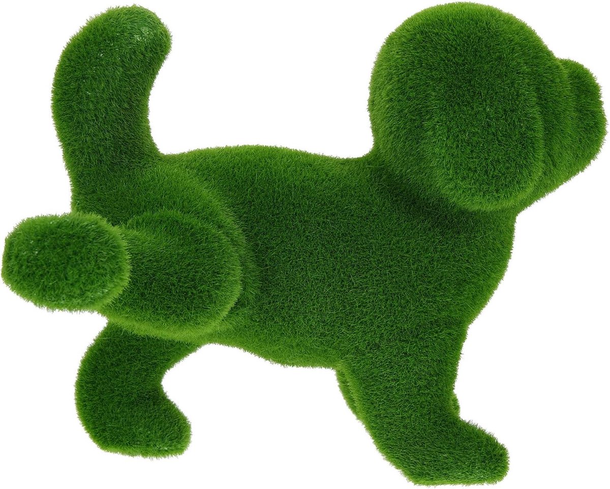 SnelShoppen - Hondenfiguur Decoratie - Mini Kunstgras Honden Ornament voor Tuin, Kinderkamer, Feest en Kantoor - Realistisch Flockmateriaal - Groene K