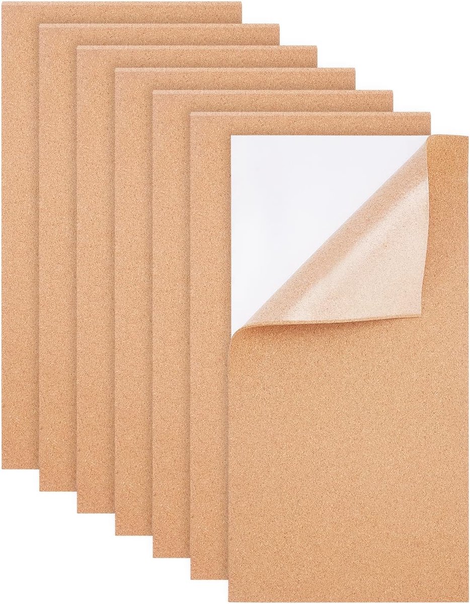 SnelShoppen - Set van 6 Zelfklevende Korken Vellen 40 x 20 cm, 2 mm Dik, Isolatie Kork voor Coasters, Muurdecoratie, Feestjes en Creatieve Klussen