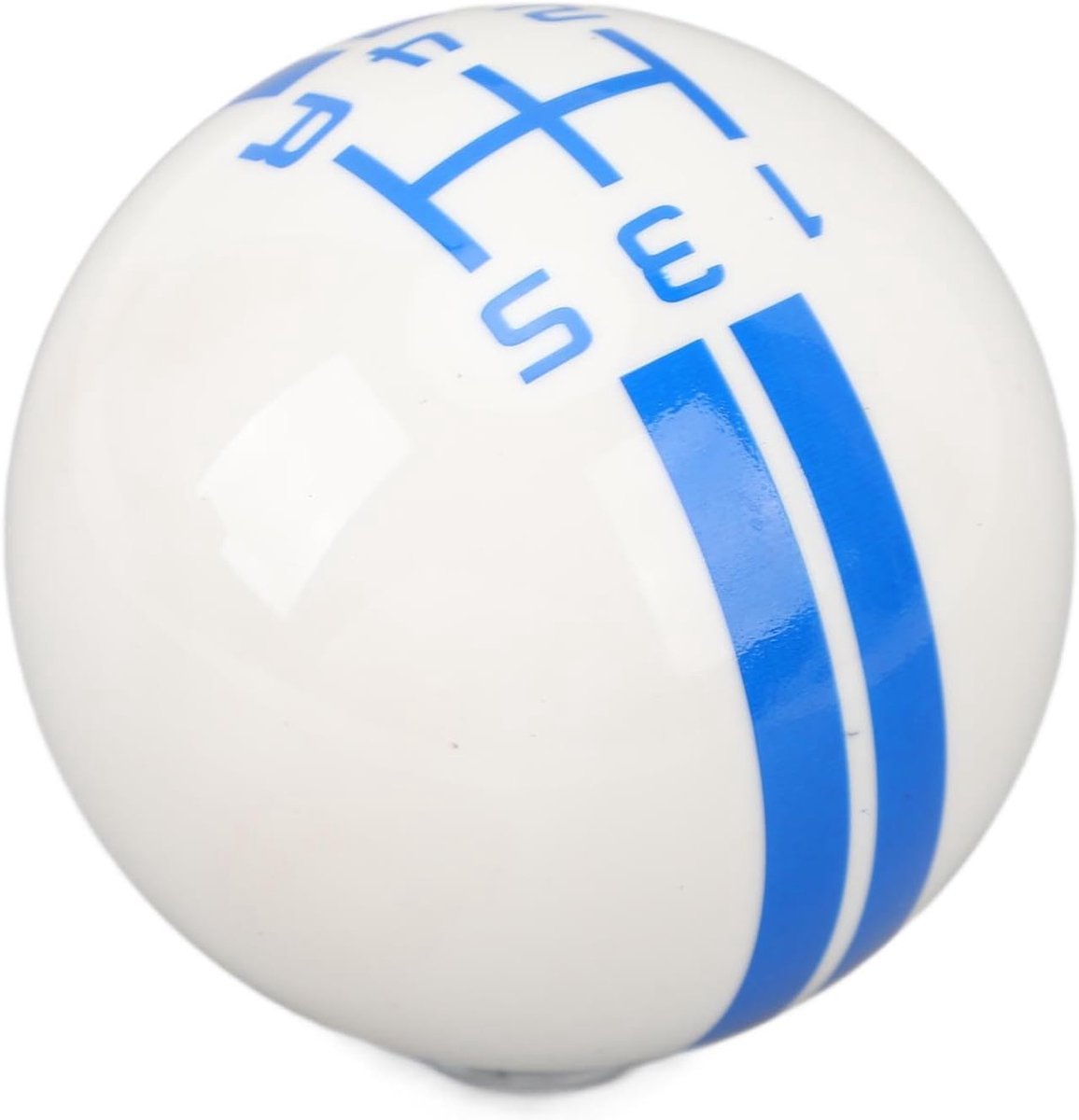 SnelShoppen - Versnellingspook Knop 5 Versnellingen, Ronde Bal, Handmatige Versnellingsknop met 3 Adapters voor 1967-2018 (Wit Blauw)