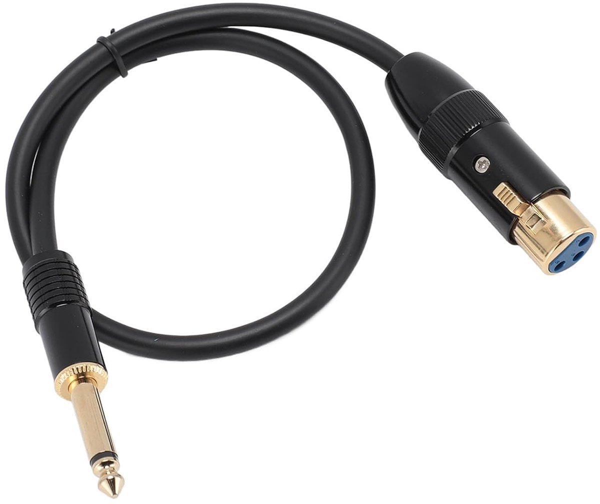 SnelShoppen - XLR Vrouwelijk naar 1/4 Inch Mono Mannelijk Kabel, Flexibel 50cm, Duurzaam met Zink Legering Behuizing en Oxidevrije Koper Kern voor Mic
