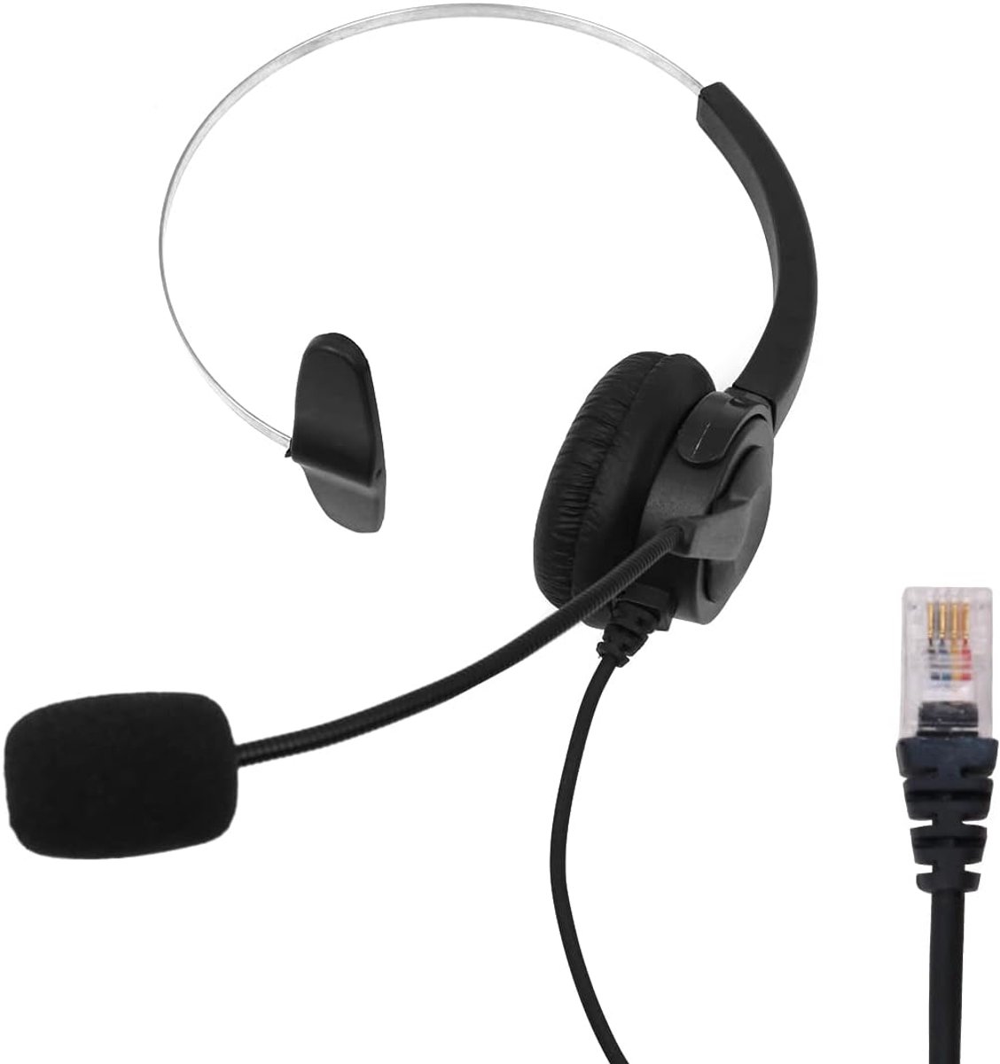 SnelShoppen - Universele Telefoon Headset Handenvrij Connectie voor Vaste Telefoons - Monauraal Hoofdtelefoon met Geluidskwaliteit en Schokbescherming