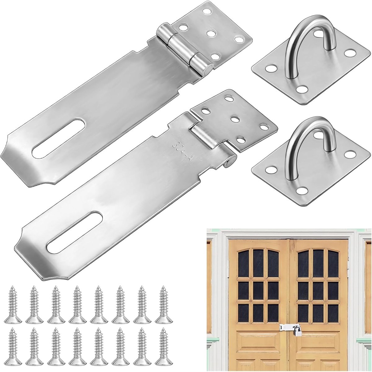 Deurslot hasp 5 inch - roestvrij staal - veilig en duurzaam - ideaal voor deuren en kasten - ShopVlot