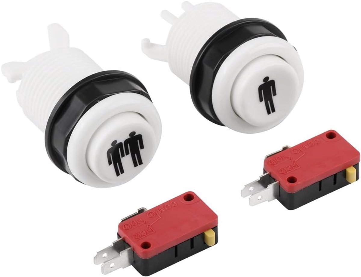 SnelShoppen - Arcade Startknop DIY Kit 1P + 2P Spelersdrukknop voor Arcade Games - Wit - Duurzaam en Compatibel met Raspberry