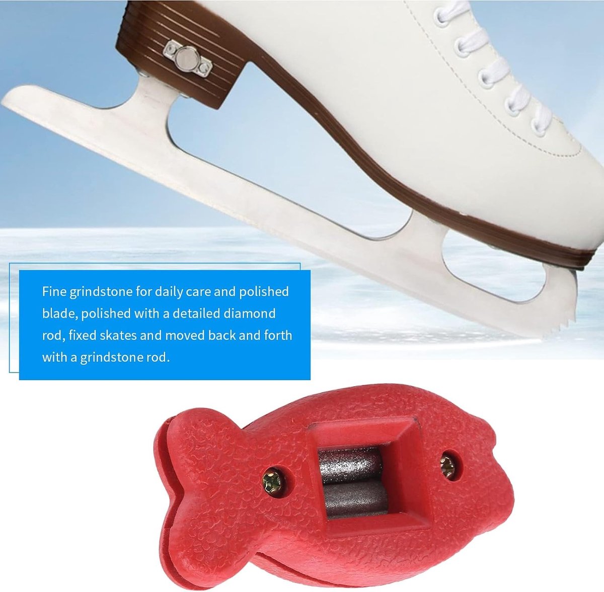 SnelShoppen - IJs Skate Mes Slijper, Lichtgewicht Duurzaam Plastic en Diamant Handmatige Snijrand Slijper voor Schaatsen, Onderhoud Gereedschap met Dr