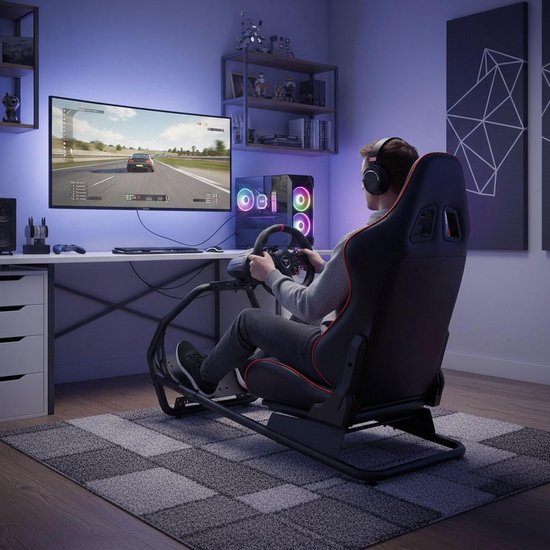 Race Cockpit - Sim racer stoel - Race simulator ervaring - Volledig verstelbaar - 55 x 130 x 110 cm — afbeelding 2