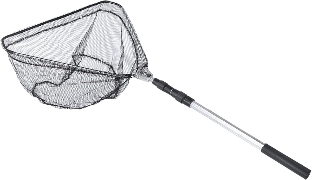 SnelShoppen - 1.5M Vouwbare Landing Net - Driehoekige Visnet voor 4-6PK Buitenboordmotor - Sterk Aluminium Handvat - Ideaal voor Zoet en Zout Water