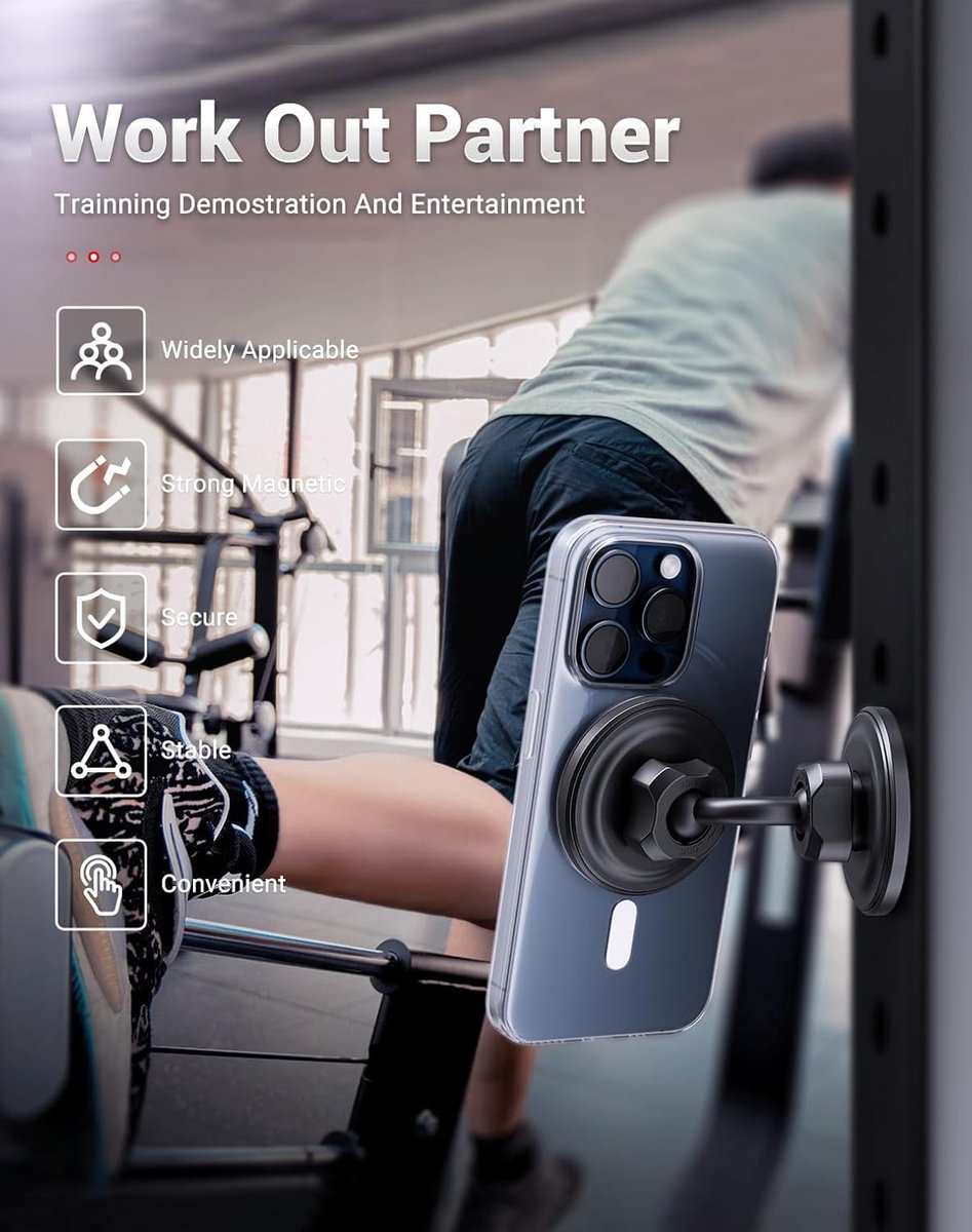 Duale Magnetische Telefoonhouder voor Gym, Verstelbare Hoek, Compatibel met iPhone 17, 16, 15, 14, 13, 12 Pro Max en Plus, Ideaal voor Sport en Auto Gebruik