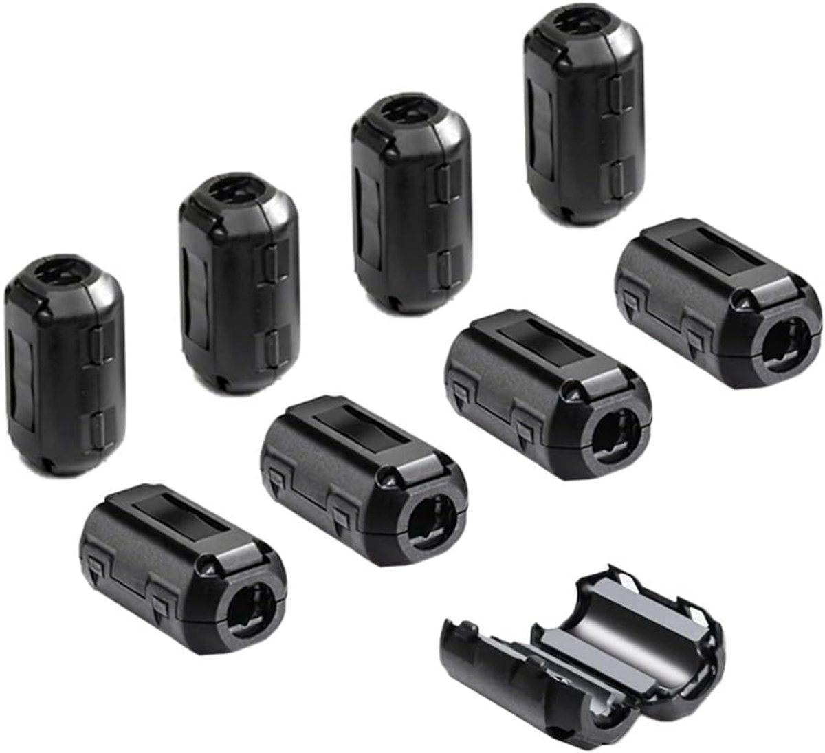 SnelShoppen - 8 Stuks Ferriet Ringkern, Kabelclip, Ruisonderdrukking, EMI RFI Bescherming, Hoogfrequentie Filter (7mm Binnen Diameter)
