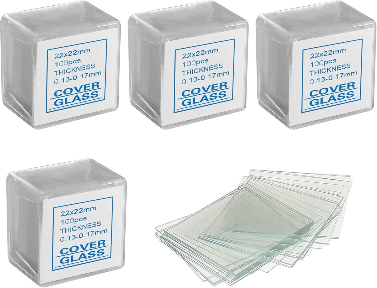 SnelShoppen - 400 Stuks Microscoop Glazen voor Biologische Educatie, Studenten, Laboratoria, 22mm x 22mm, Hoogwaardige Optische Glas, Duidelijke Weerg