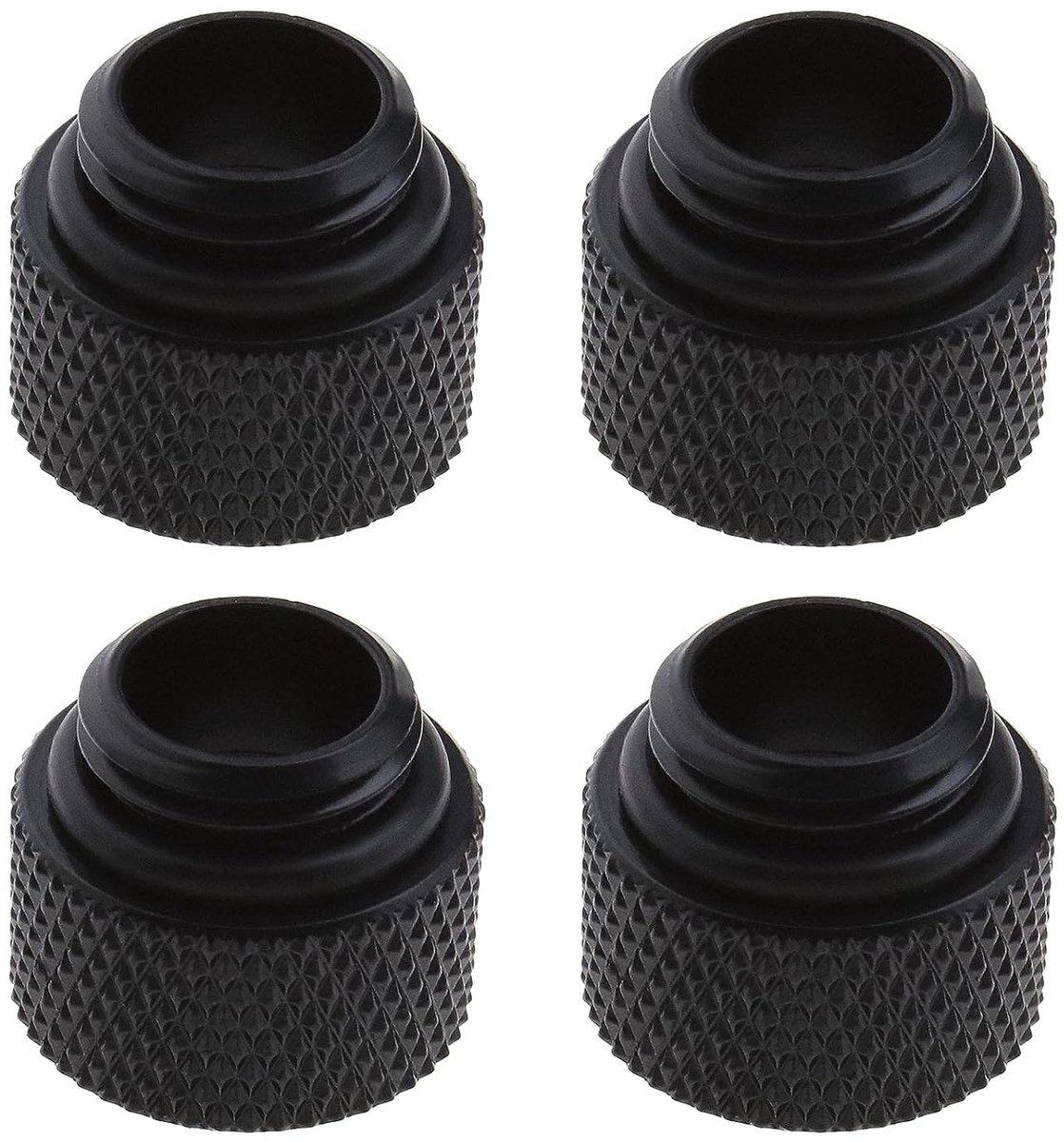 SnelShoppen - 4-delige G1/4 Zwarte Waterkoeling Adapter 10mm Messing met O-Ring Rubber voor Computer Waterkoelingssysteem