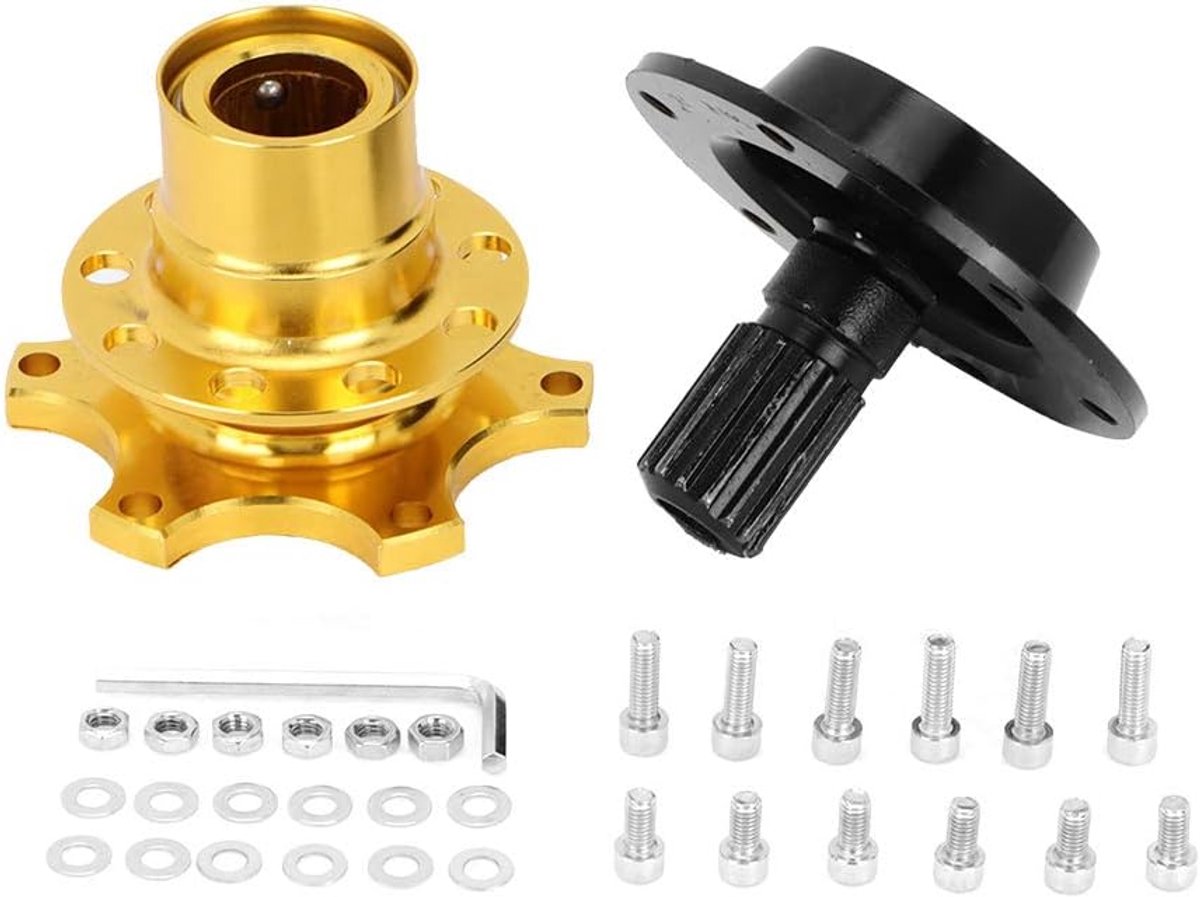 SnelShoppen - Universele Stuurwieladapter, 6-Gat Snelle Ontkoppel Hub, Snap Off Kit voor Auto Reparatie, Motorsport Accessoire in Goud