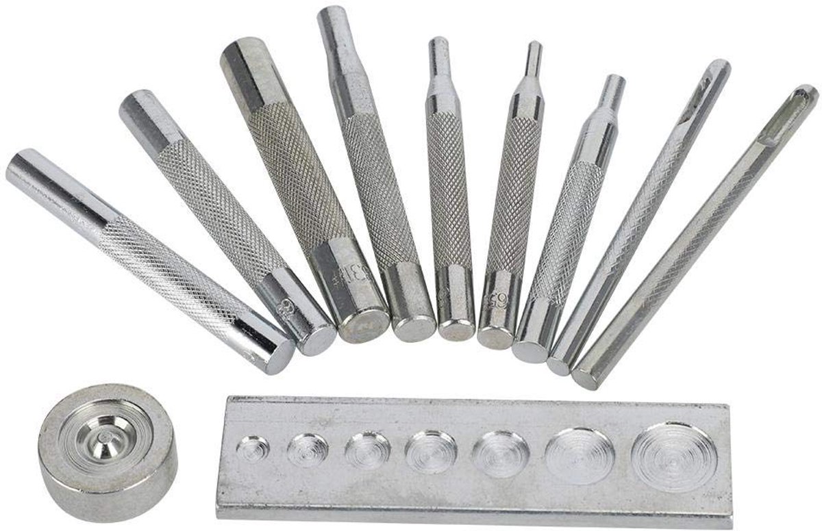 SnelShoppen - Leerbewerking Gereedschap, Punch Snap Rivet Set met Basis, Metaal Handgreep, DIY Installatie Gereedschap voor Leer, Precisie, Duurzaam,