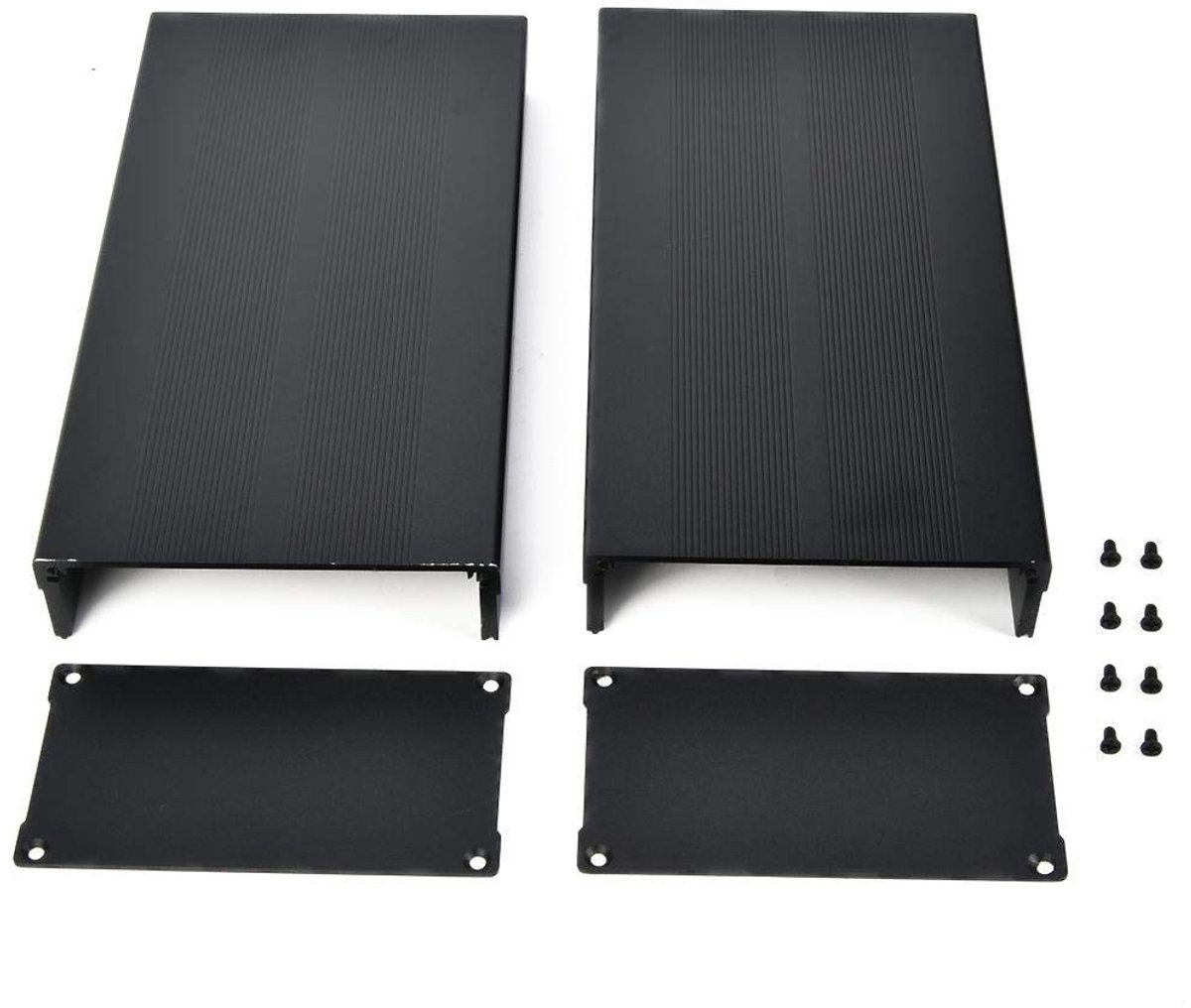 SnelShoppen - Aluminium Projectdoos PCB Doos voor Doe-Het-Zelf Elektronica en Audio Versterker, Elektronische Bescherming, Zwart 55x106x200mm