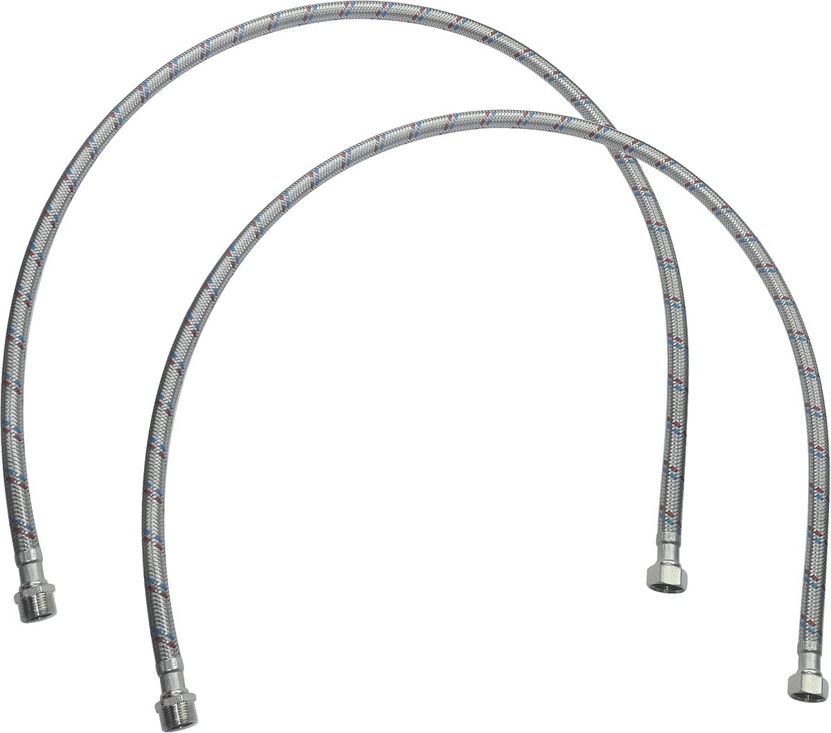 SnelShoppen - Set van 2 sanitaire kracht slangen 1000 mm 3/8" man/vrouw - Flexibele aansluitingen voor badkamer/keuken - Aansluitslang voor optimaal g