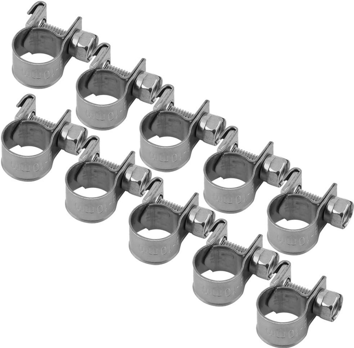 Slangklemmen 10pcs - 304 RVS verstelbaar 6mm-20mm - Voor brandstofleidingen - Eenvoudig te installeren - ShopVlot
