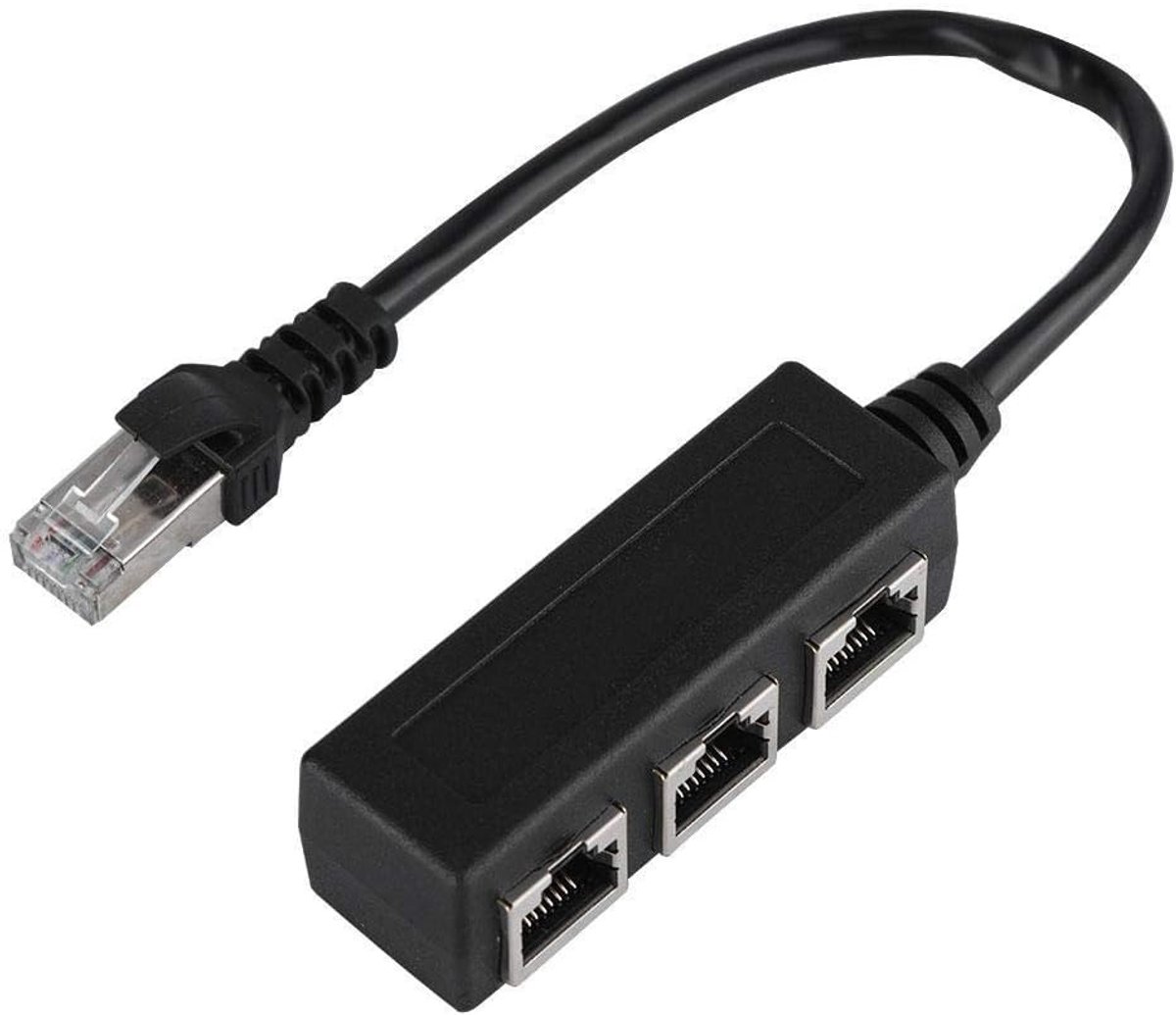 SnelShoppen - RJ45 Coupler Ethernet Netwerk Splitter Adapter Kabel, 1 Mannetje naar 3 Vrouwtjes Poorten, 7 x 2,5 x 2,2 cm, Ideaal voor Thuisgebruik